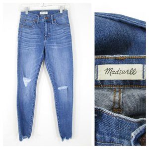 Madewell Womens 9" High Rise Medium Wash Distressed Skinny Jeans Size 26